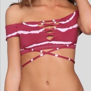 Frankies Bikinis Shiloh Top in Maroon Tie Dye